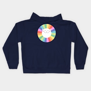 Happy Smiley Cat on Colorful Rainbow Kids Hoodie